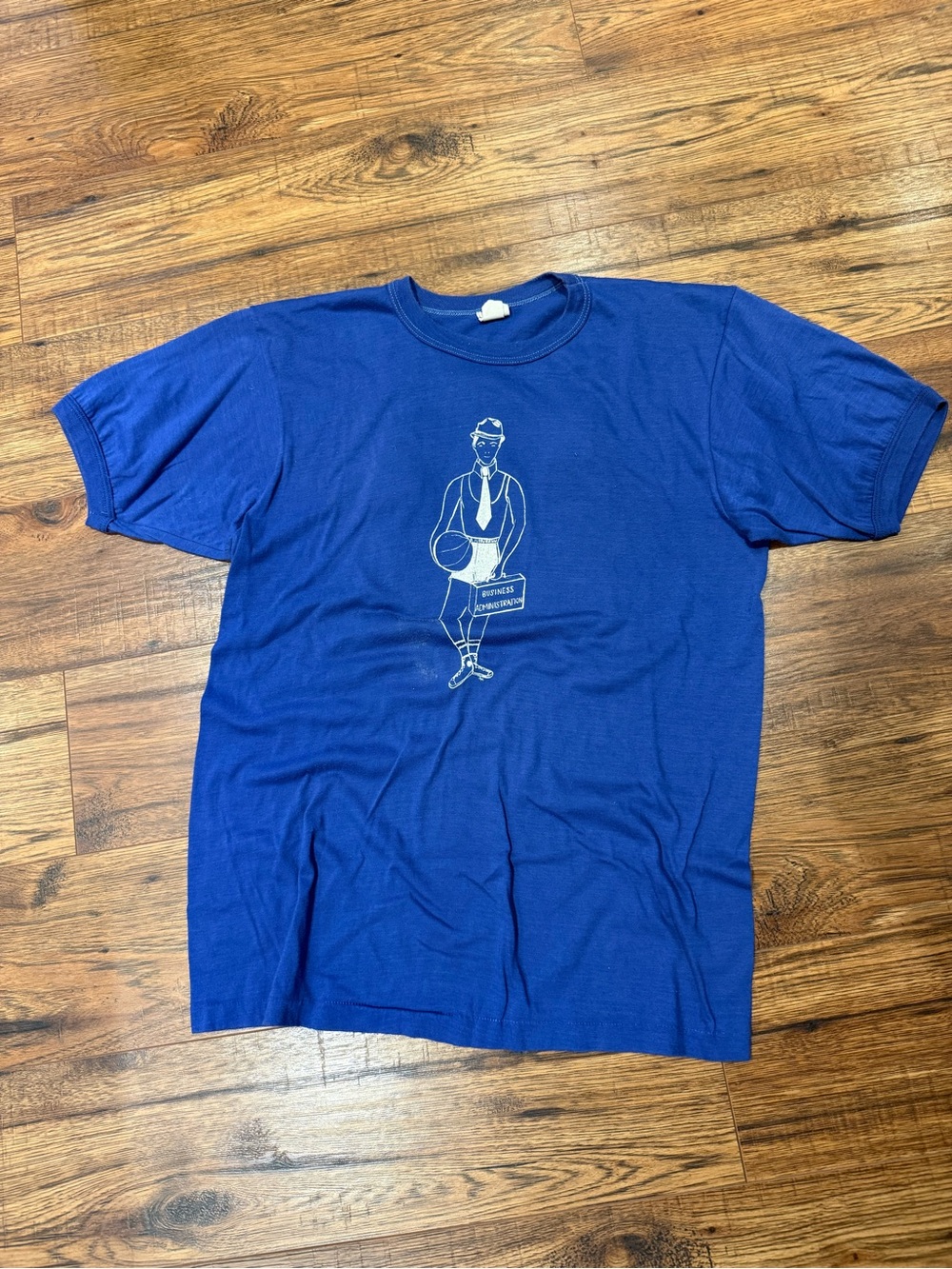 Vintage 1980s Business Administration Novelty Tee Minimal Line Art Graphic 70s